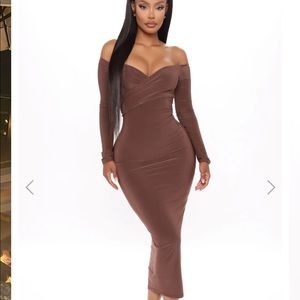 Chocolate brown bodycon midi dress